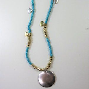 Lucky Brand Turquoise Beaded Disc Necklace NWT